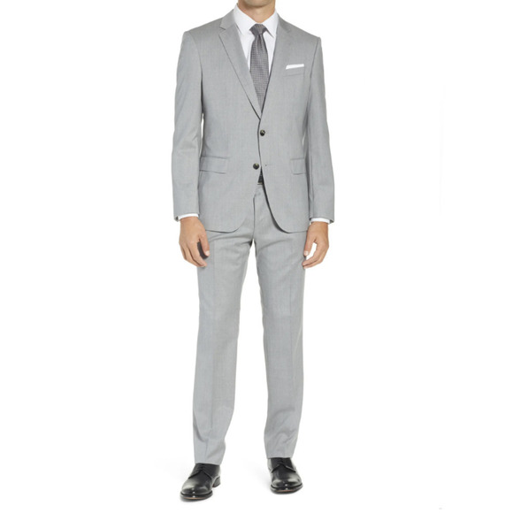 Boss Genius Trim Fit Solid Wool Suit, Size 44 L​​​​​​​​​​